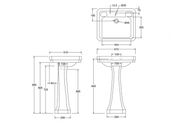 Victorian 61cm Basin & Basin Stand